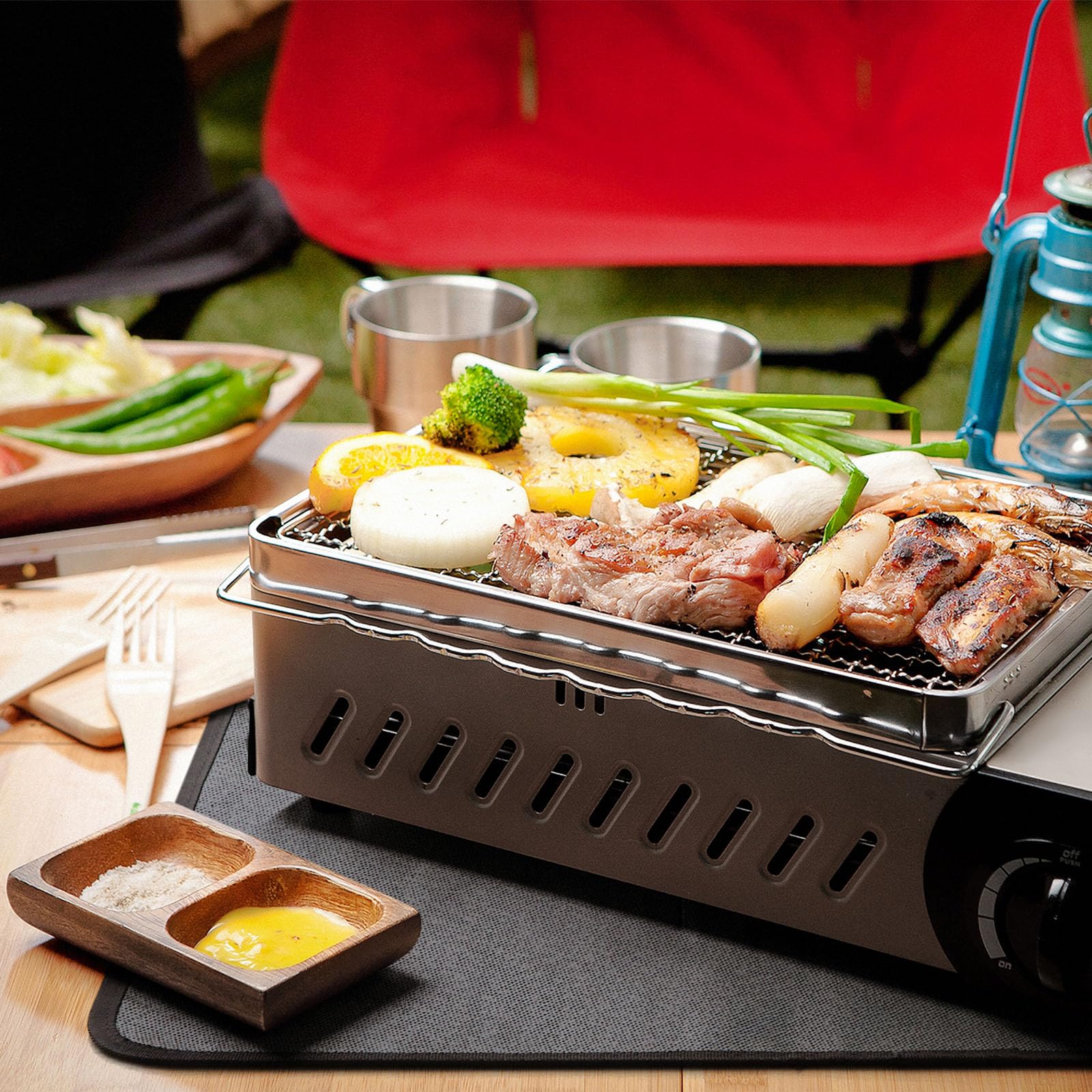FLASLD Fireproof & Waterproof Under Blackstone Griddle BBQ Mat, Protect Your Prep Table and Outdoor Grill Table - Heat Resistant Grill Table Mat (Black,16 x 24in)
