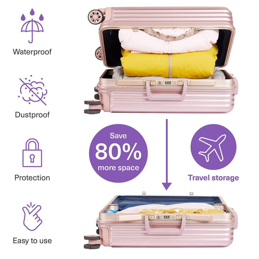 BRAMBLE 20 Pack Vacuum Storage Bags (2 XL Jumbo, 2 Jumbo, 2 Large, 2 Medium, 6 Small, 6 Roll Up) Space Saver Sealer Compression Bags for Clothes, Pillows, Comforters, Blankets, Hand Pump Included