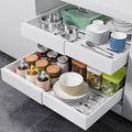 Expandable Pull Out Cabinet Organizer, 12.6"-20.5" Pull Out Drawers for Kitchen Cabinets, Slide Out Drawers for Kitchen Cabinets, Slide Out Drawers Organizer, Fixed with Adhesive Nano (White, 1pc)