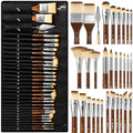 Nicpro 30pcs Paint Brush Set, Professional Paintbrushes with Paint Spatula, Craft Paint Brushes for Acrylic Painting, Oil, Watercolor, Gouache, Art Supplies for Artists and Beginners