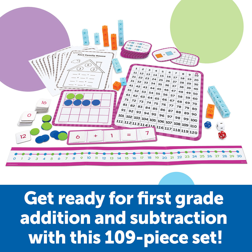 Skill Builders! 1st Grade Addition & Subtraction, Homeschool Curriculum, First Grade Learning Games, First Grade Learning Materials, 109 Pieces, Age 6+