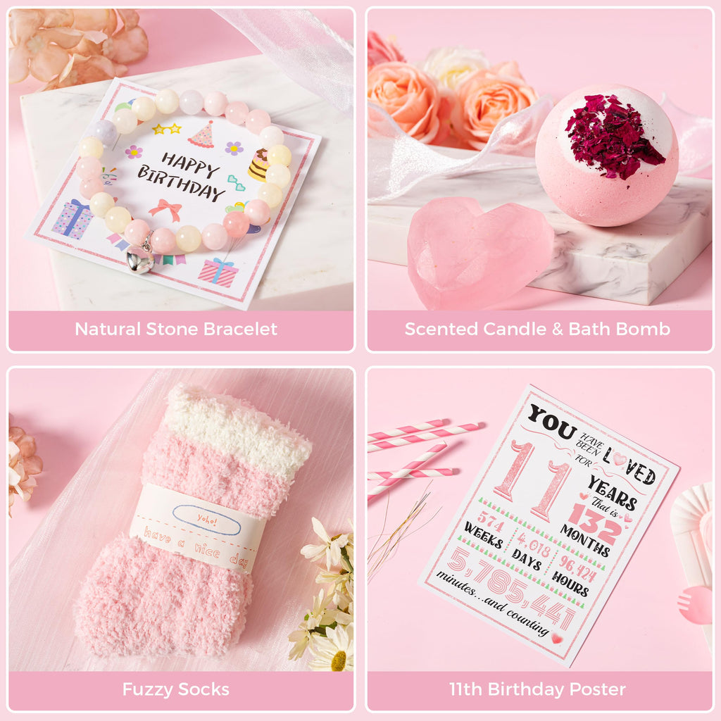 11th Birthday Gifts for Girls,Happy 11th Birthday Gift Ideas Set for Her,Cute Unique Turning to 11 Year Old BD Bdy Basket Presents Box for Niece,Best Friend, Sister, Daughter,Bestie