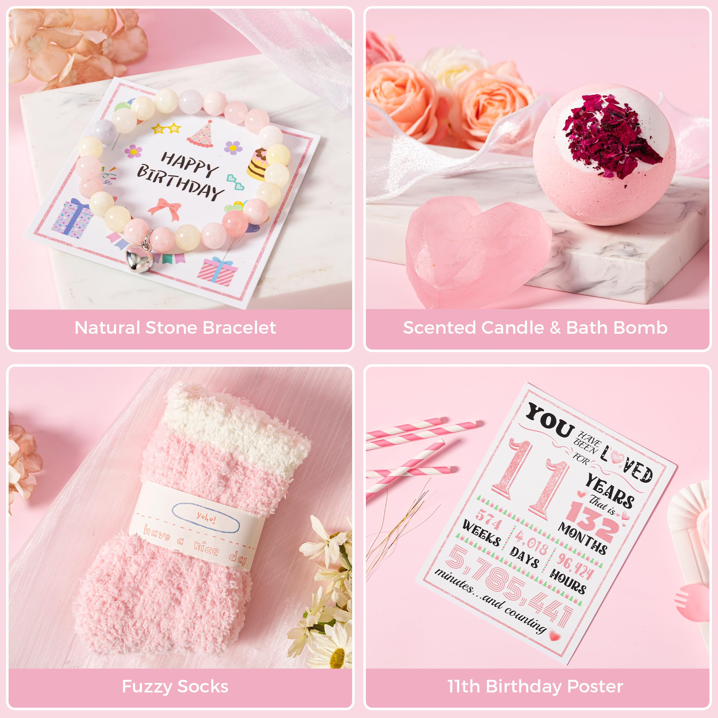11th Birthday Gifts for Girls,Happy 11th Birthday Gift Ideas Set for Her,Cute Unique Turning to 11 Year Old BD Bdy Basket Presents Box for Niece,Best Friend, Sister, Daughter,Bestie