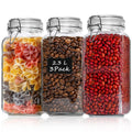ComSaf Glass Food Storage Jar with Airtight Lid 2.3L/78OZ Set of 3, Storage Canister Container Square with Clear Preserving Seal Clip Fastening for Kitchen and Pantry Organization Cereal, Coffee