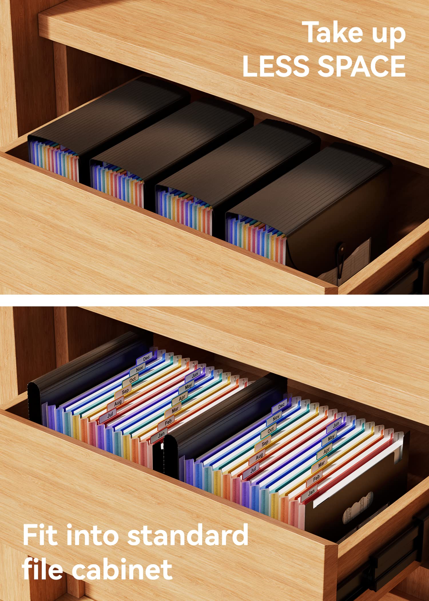 Expanding Files Folder Organizer/Expandable Accordian File Organizer Bag A4/Letter Size Plastic Filing Box, Accordion Document/Coupon/Receipt Organizer with Colored Labels for Office/School
