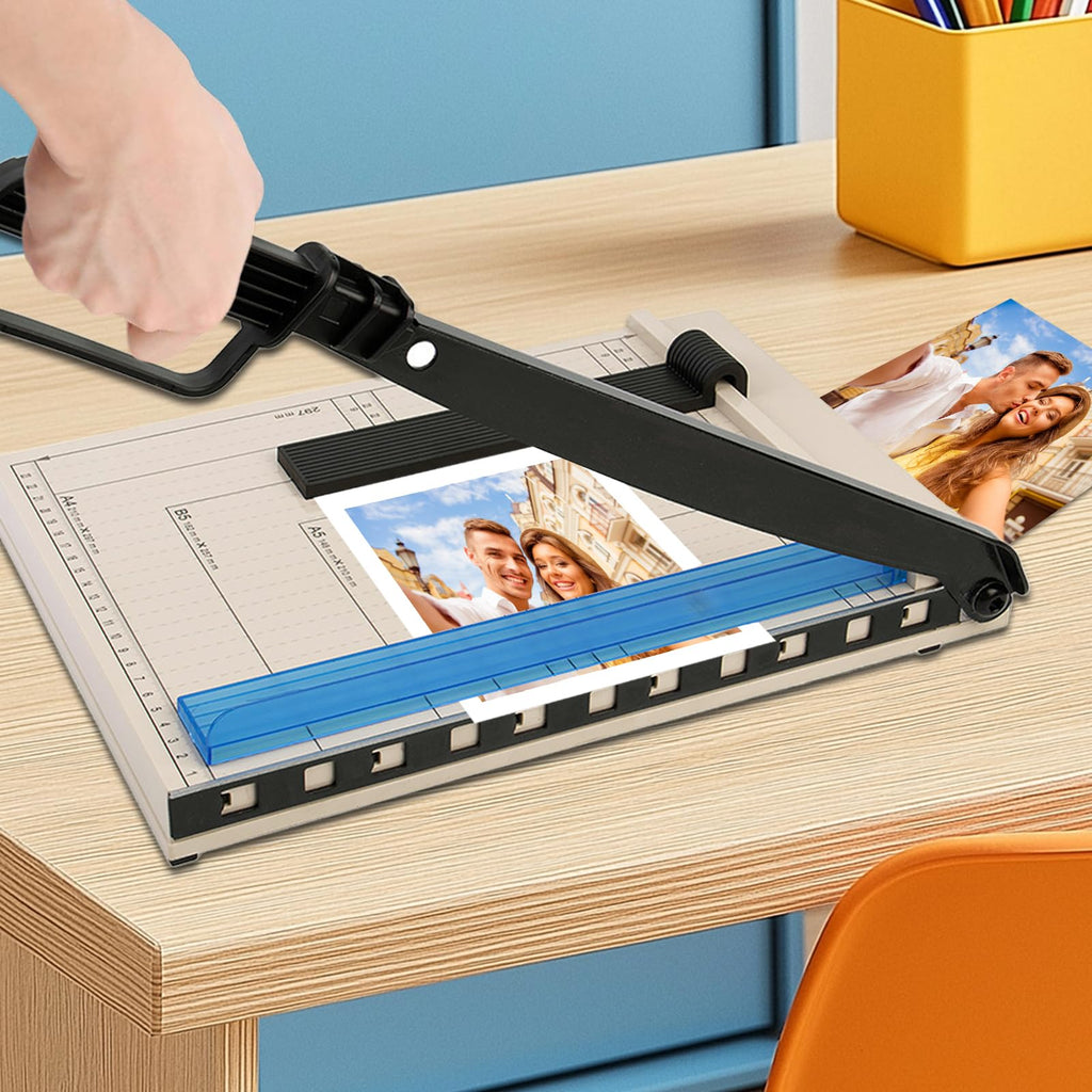 Paper Cutter, Guillotine Paper Cutter 12 Inch A4 Cutting Length, 12 Sheet Capacity, Paper Trimmer Slicer with Safety Protection Device for Cardstock, Photos, Crafts