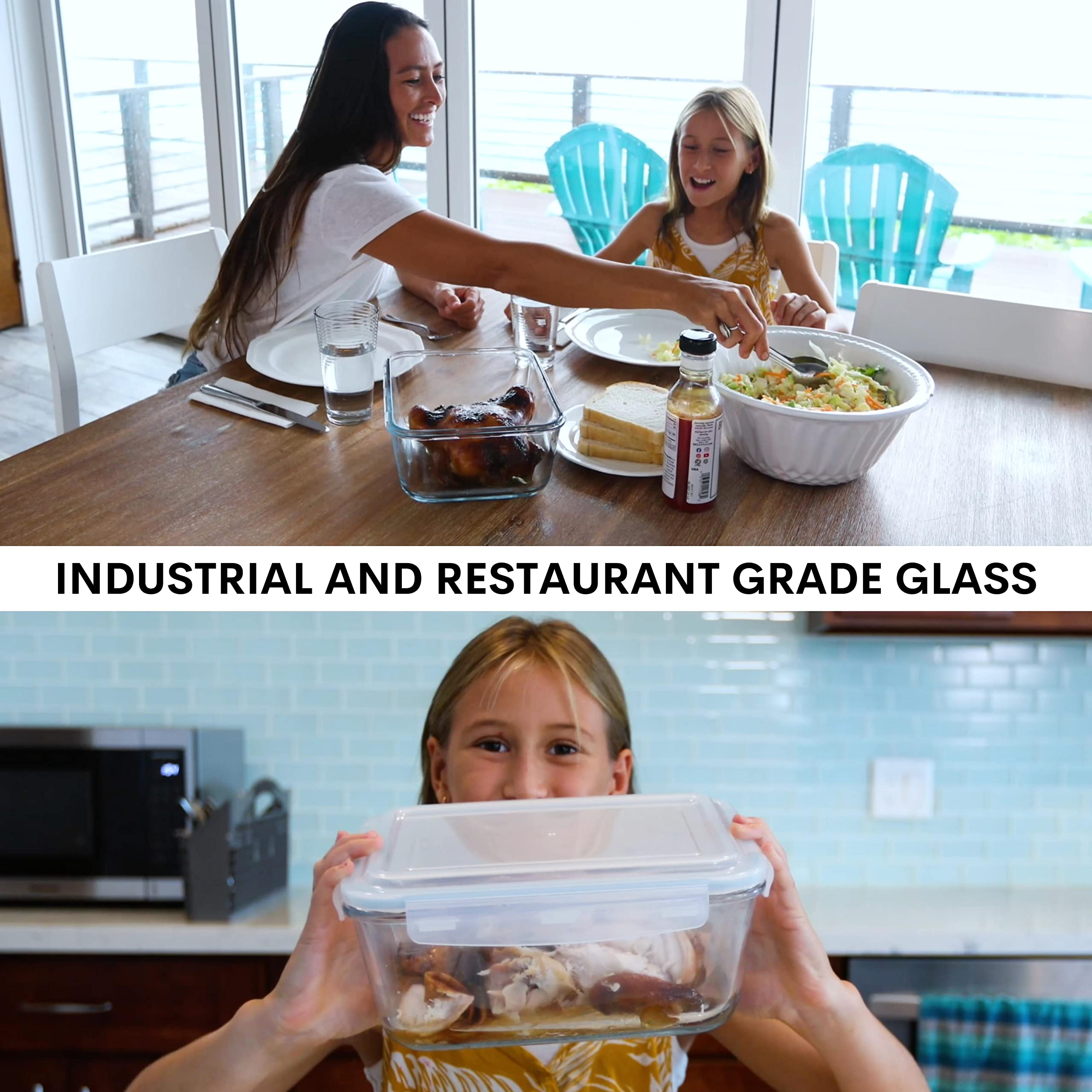 Razab 3300 Ml / 112 Oz Large Glass Container Food Storage with Lids - Leakproof, BPA-Free Large Meal Prep Container Ideal for Roasting Turkey, Store Leftover - Microwave & Oven Safe