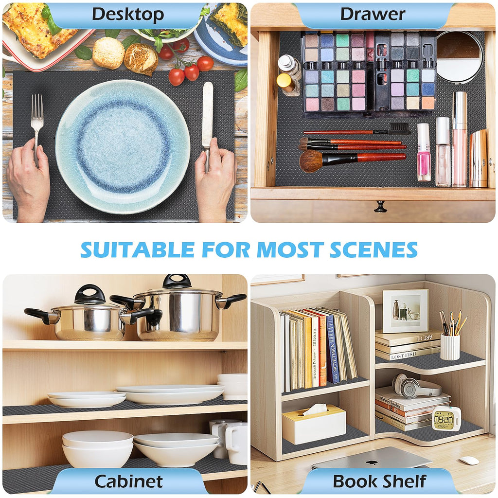 MooiFun Drawer Liners, Waterproof Shelf Liner, Anti-Slip Non-Adhesive BPA Free Kitchen Cupboard Cabinet Liner Refridge Fridge Mats Sink Protector Strong Durable for Home (Grey/11.8in x 20Ft)