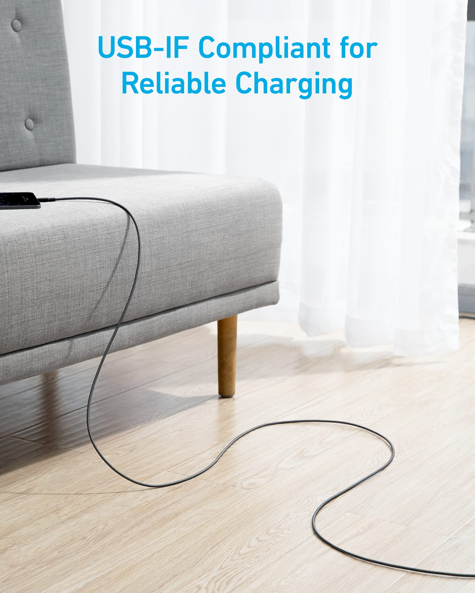 Anker USB C Cable, [2 Pack, 10ft] 310 USB A to USB C Charger Cable, USB 2.0 Nylon Charging Cord Fast Charging for Samsung Galaxy Note 10 Note 9/S10+ S10, LG V30 (Black)