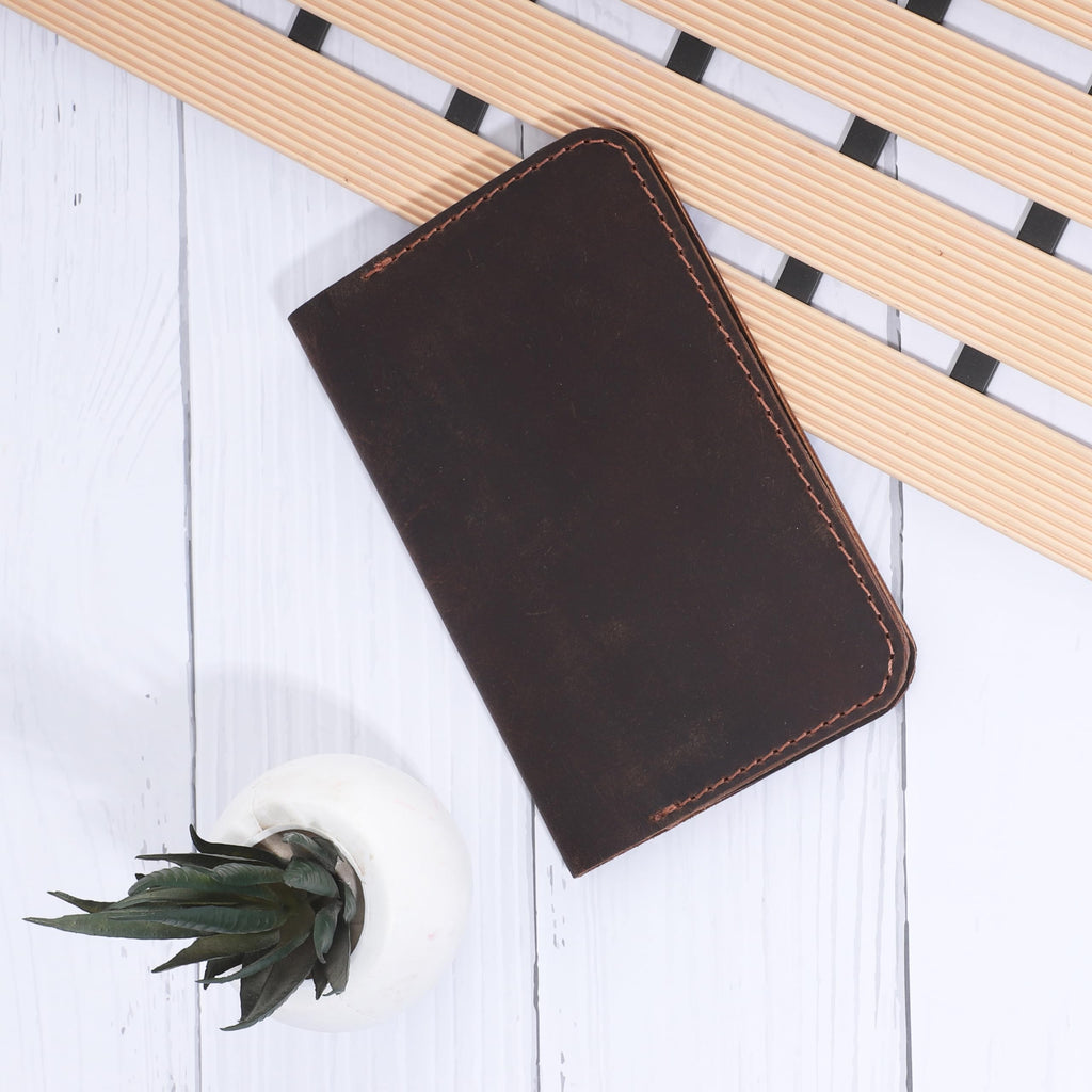 CestAntiQ, Leather Journal Cover for Field Notes, Notebook Cover for Moleskine Cahier Journal Leather Field Notes Cover, Wallet Case, (3.5 x 5.5 in.) Journal Cover Cards Slot / Refillable Travelers Pocket Notebook Handmade Leather Cover with Pen Holder ::