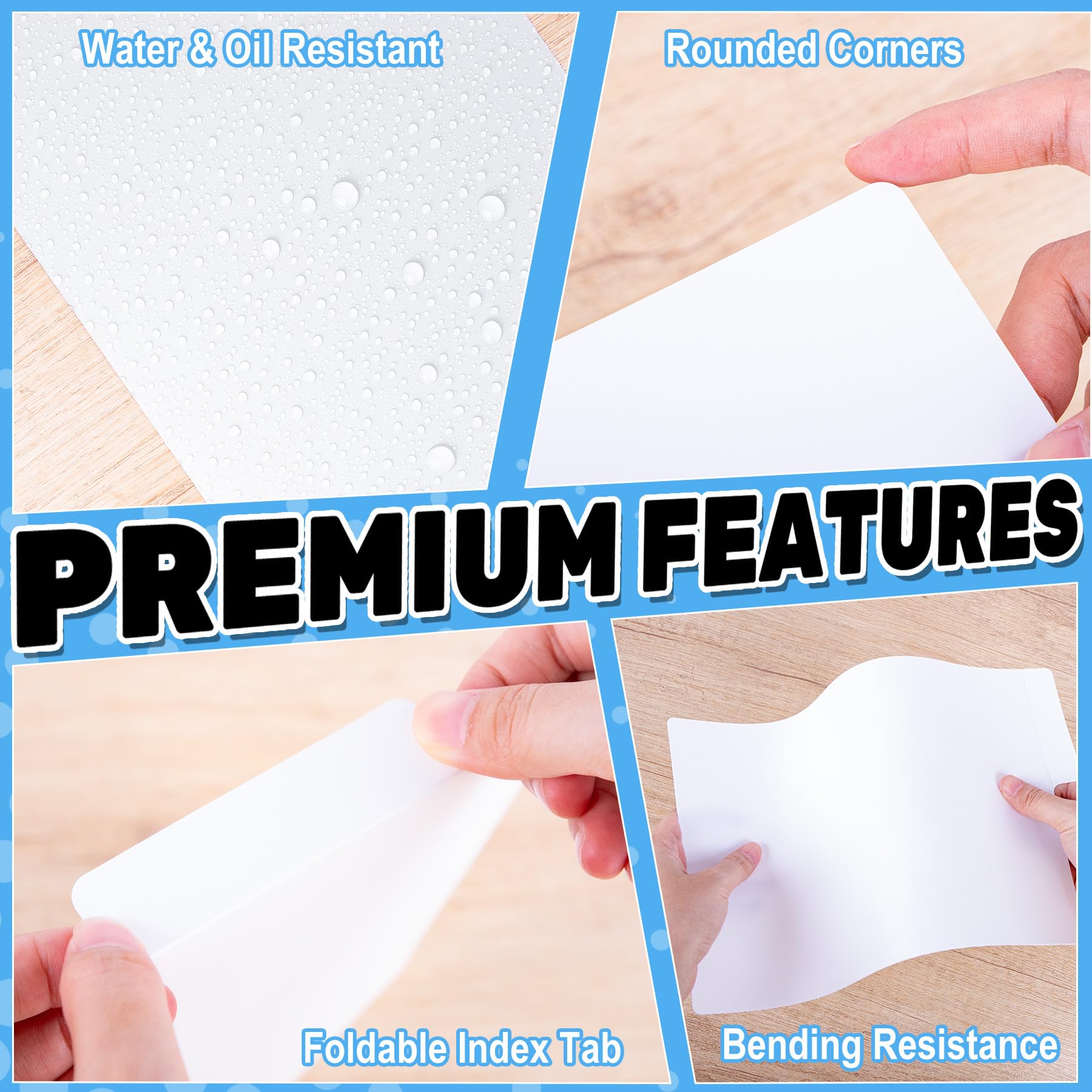 AKONEGE 50 Pack Comic Book Dividers with Tab and 4 Pack Colorful Label Stickers for Comic Book Storage Boxes Bins, 11.25" x 7.25" White Frosted Plastic Dividers Organize Boards for Fabric, Magazine