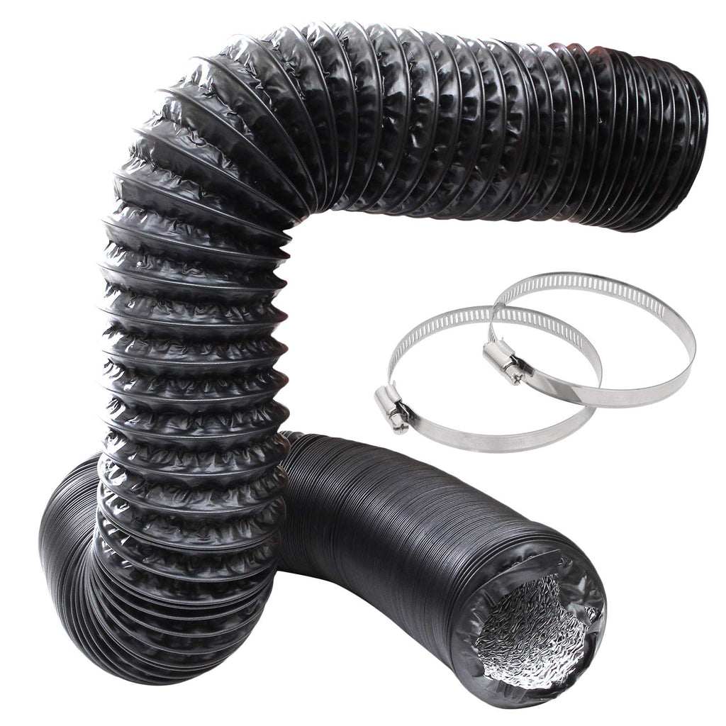 3Inch Flexible Ducting Hose 16.5 feet Black Aluminum Ducting Dryer Vent Hose with 2 Screw Clamps for Heating Ventilation Air Conditioning (HVAC), Boat Blower, Exhaust Grow Tents