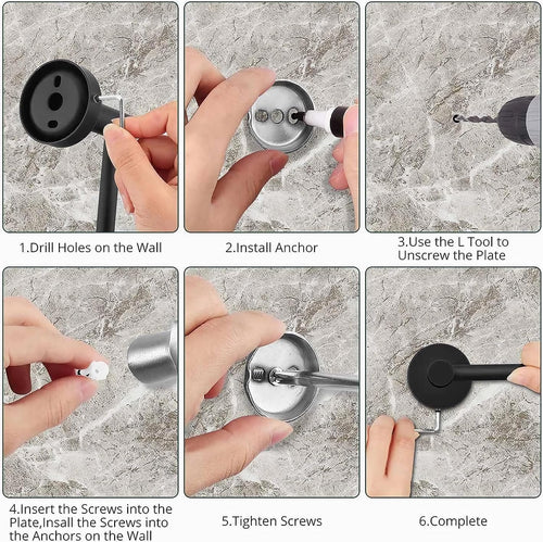 5 Piece Bathroom Hardware Set Matte Black Bathroom Accessories SUS304 Stainless Steel Include 16" Towel Rod, Toilet Paper Holder, Multifunctional Hooks