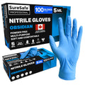 [100 Pack] SURESAFE 5 Mil Large Nitrile Blue Gloves, Puncture Resistant Gloves, Powder & Latex Free, Textured Fingertips, For Food Prep, Dishwashing, Mechanics, Tattoo, Work, Cleaning, Butcher