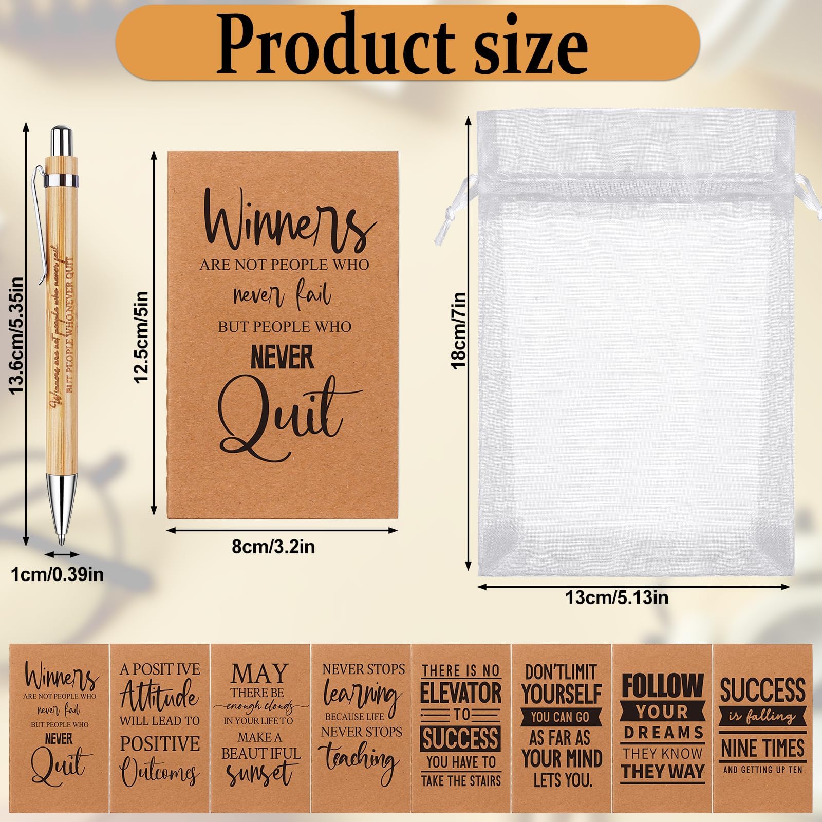 48 Pcs Inspirational Notebooks Motivational Ballpoint Pens Thank You Gifts Positive Notepad Pen Inspirational Employee Appreciation Gifts for Coworker Teacher Staff Nurse Student Back to School Gift
