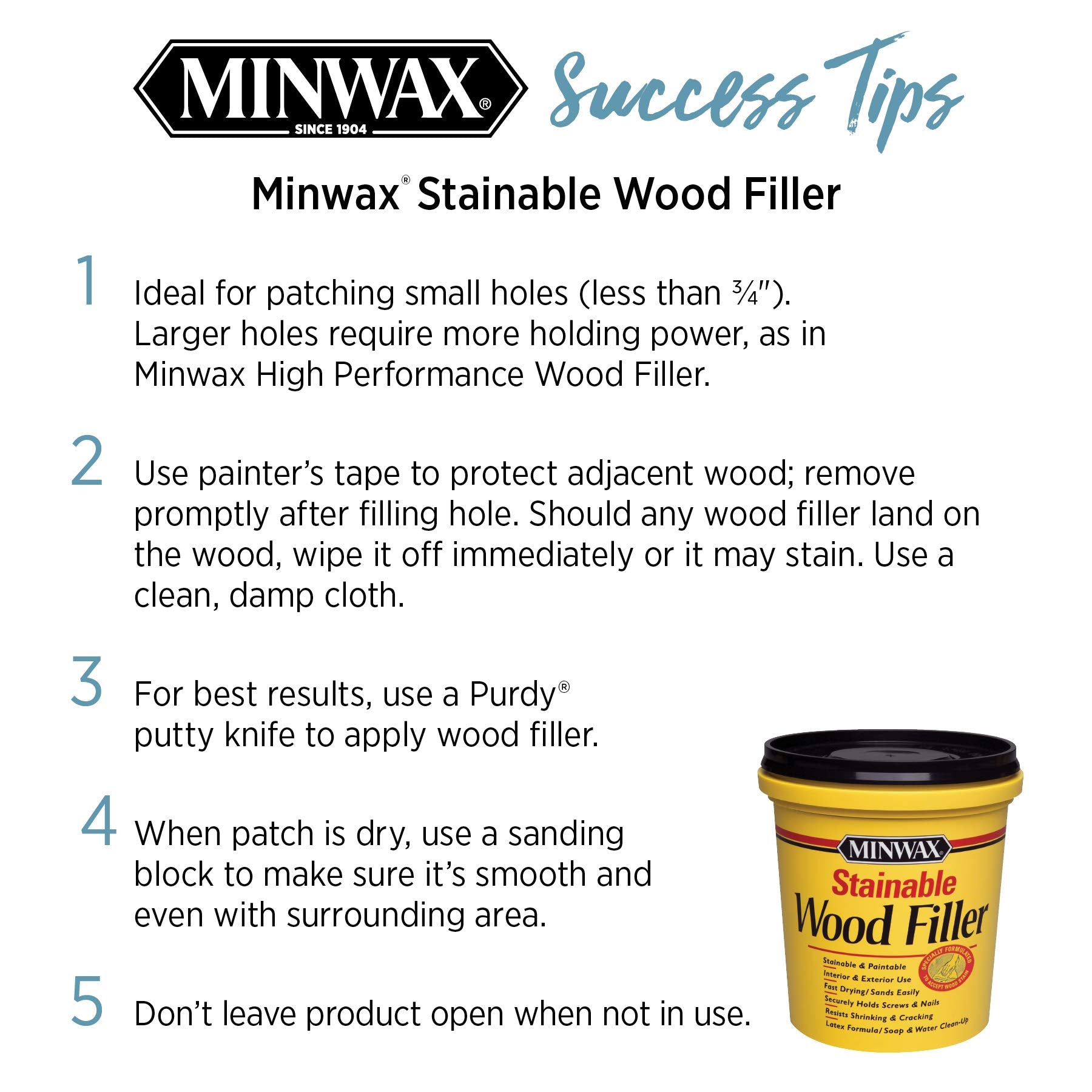 MW STAINABLE WOOD FILLER SURFACE PREP. SURFACE PREP. -