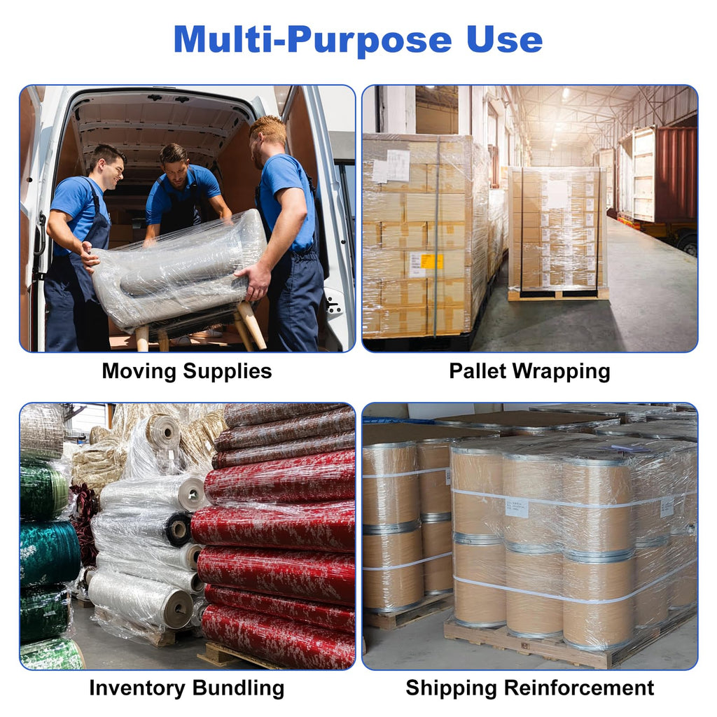 Ealyder Tape 2-Pack Industrial Mini Stretch Wrap Film 80 Gauge 5.1" 1000ft, Self-Adhering Clear Hand Stretch Wrap with Plastic Handle for Packing, Shipping, Moving & Pallet Bundling