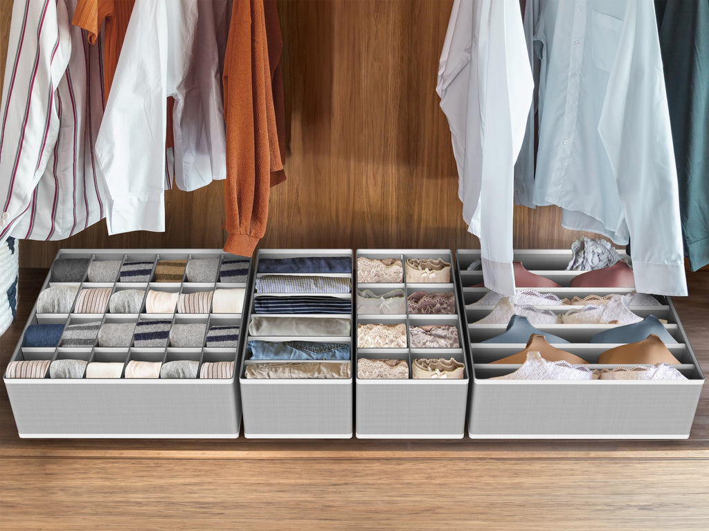 Simple Houseware 7 Pack Closet Drawer Organizer for Underwear, Socks, Bra, Scarf, Tie, Grey