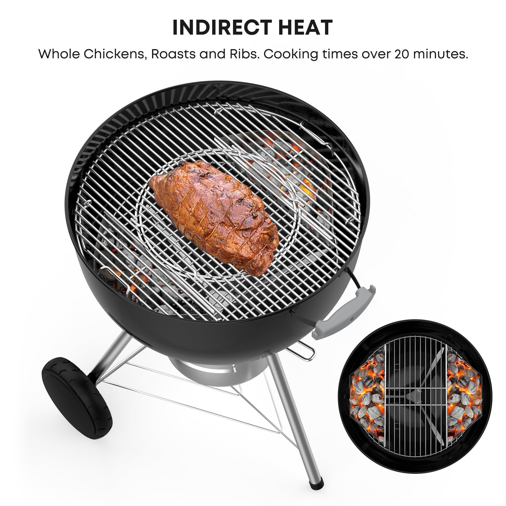 Stanbroil Charcoal Grill Basket Holder, 15" x 5" Charcoal Briquet Holder Replacement for Weber 22" and 26" Charcoal Grills, 2 Pack