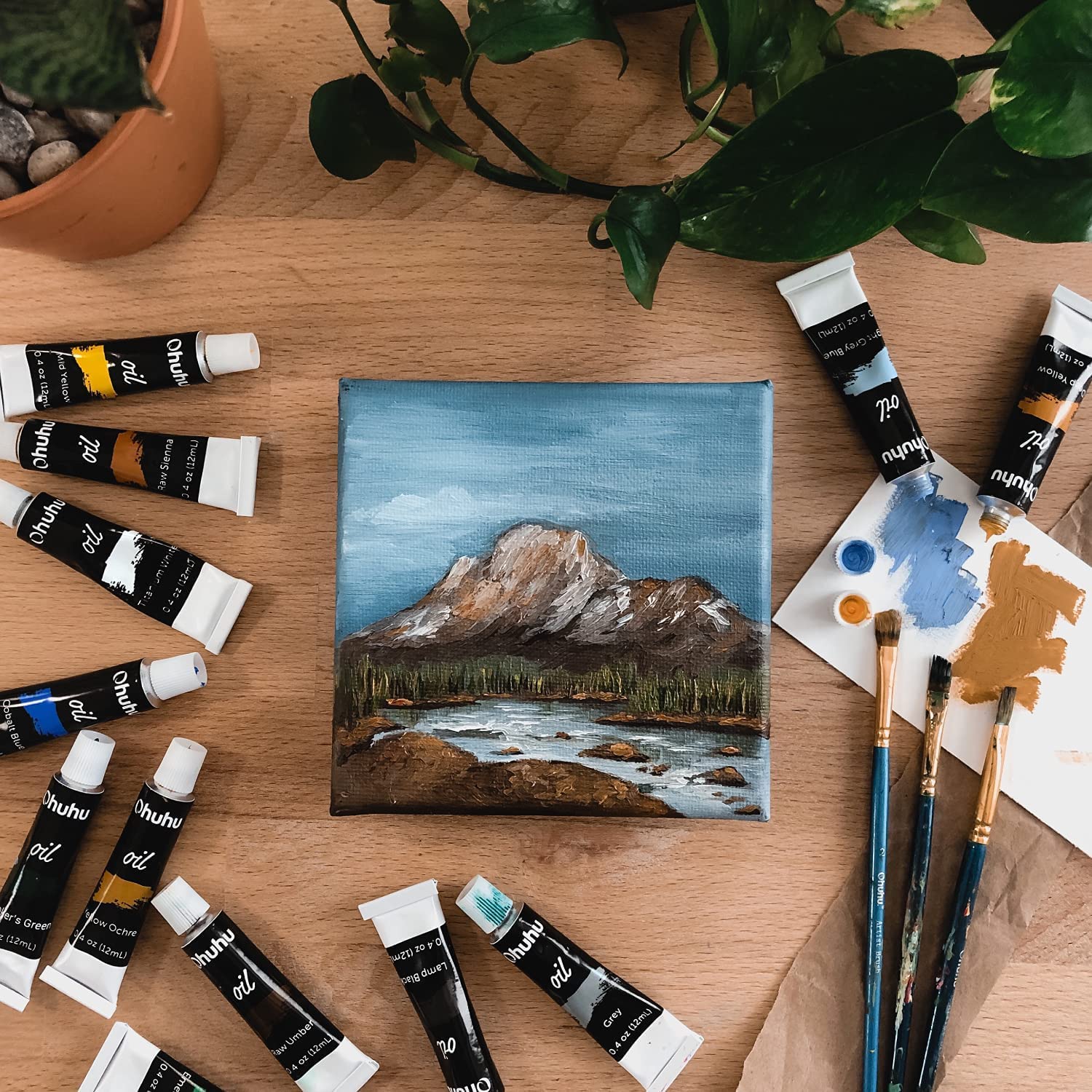 Oil Paint Set, Ohuhu 24 Color Oil-Based Artists Paints Tubes Oil Painting Set, 12ml x 24 Tubes, For School Class, Beginner, Students, Art Gift Choice for DIY Art Gift
