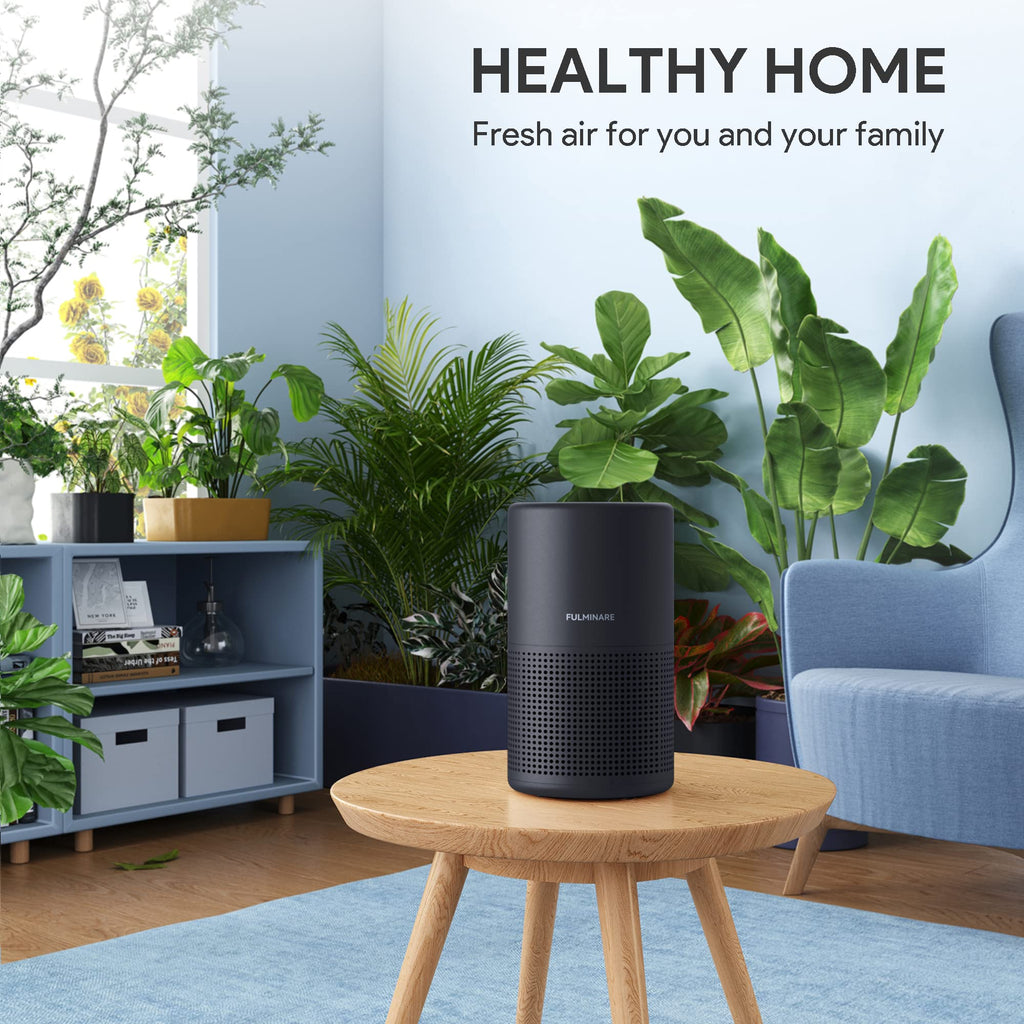 FULMINARE Air Purifiers for Bedroom H13 HEPA Air Purifier with LED Light, Timing Settings, 3 Speeds, Smart Portable Air Purifier for Home, Smoker, Remove 99.97% Dust (1 Pack Black)