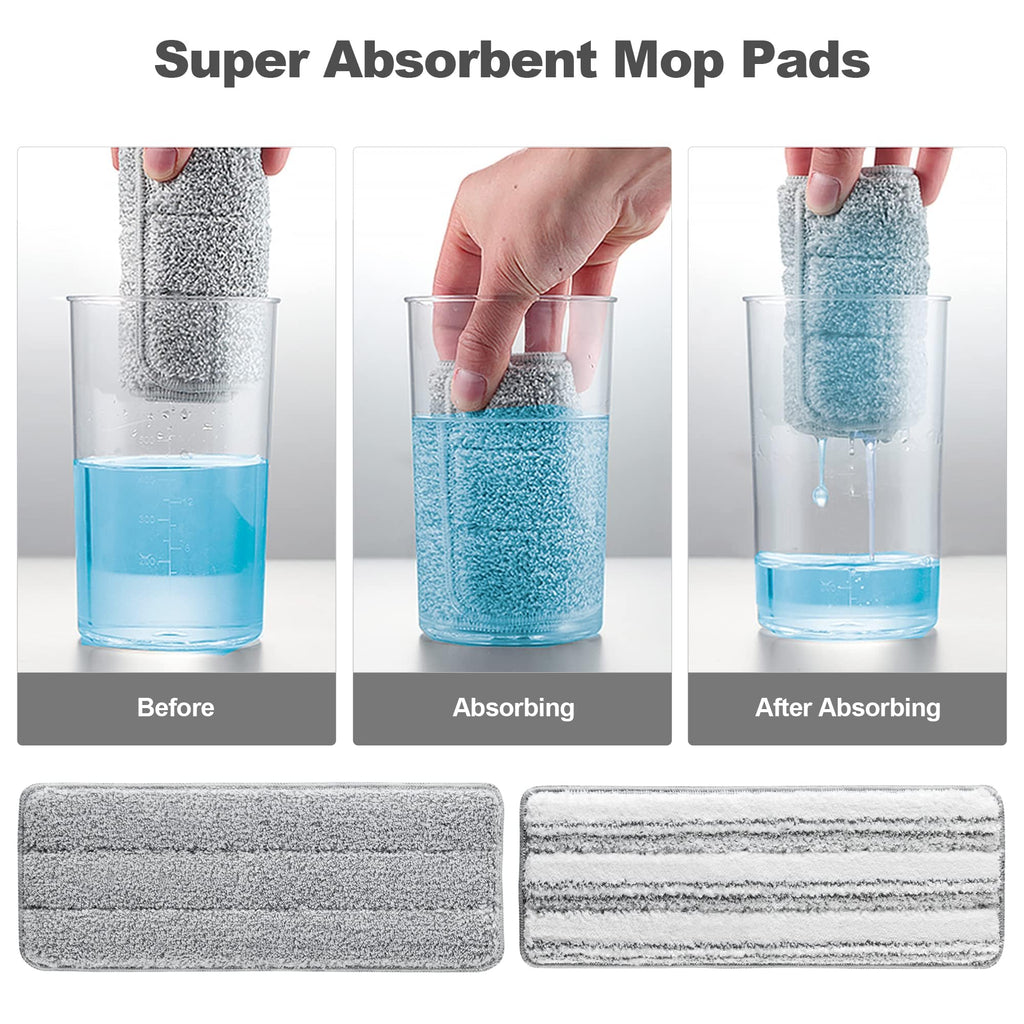 JOYMOOP Microfiber Mop Pads Replacement, 4 Pack Refills for Flat Bucket Set, 13 Inch, Grey & Stripe