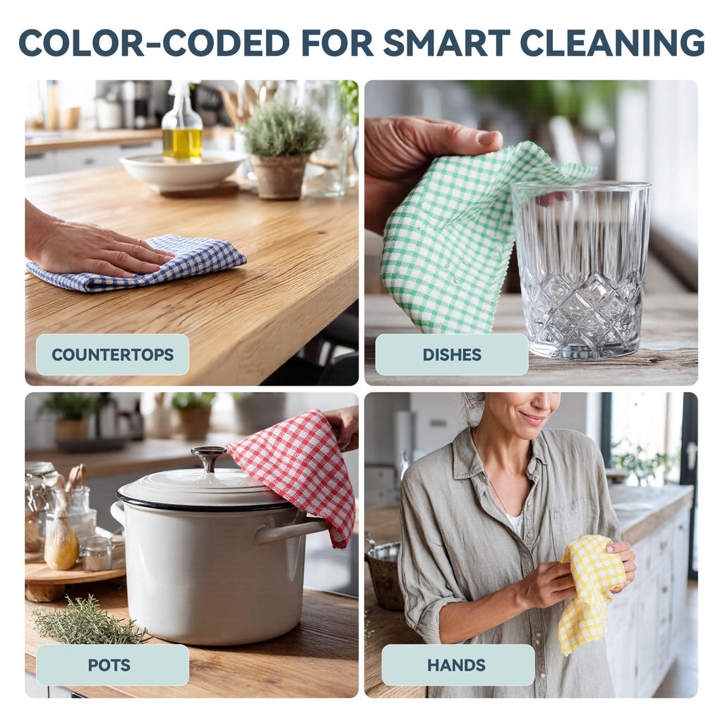 Egles 12 Packs Kitchen Dishcloths 12x12 Inches 100% Cotton Kitchen Dish Cloths for Washing Dishes Scrubbing Wash Cloths Dish Towels Sets (Mix Color)