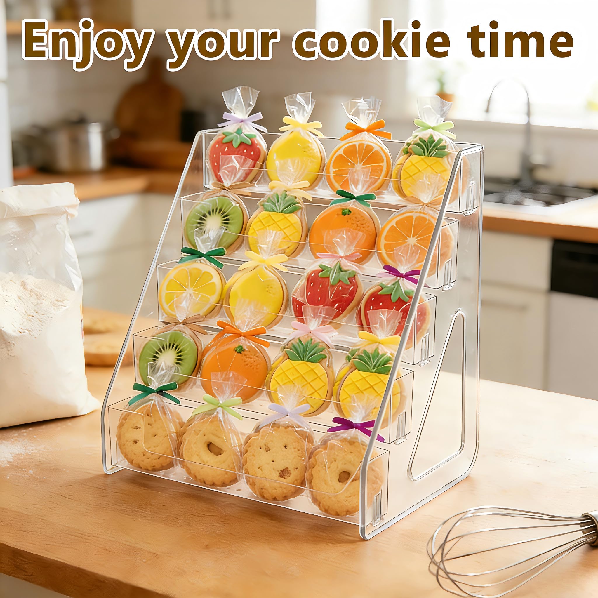 5-Tier Cookie Display Stand for Bakers & Vendors,Cookie Stand for Market Booths, Craft Fairs & Events,Clear Acrylic Tiered Cookie Display for Muffins & Pastries