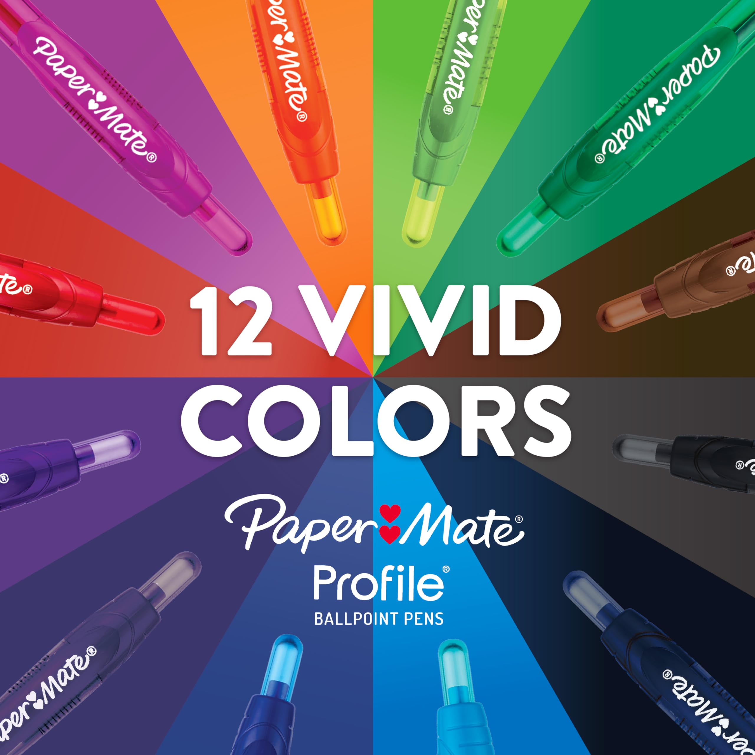 Paper Mate Profile Retractable Ballpoint Pens, Bold (1.4mm), Black, 12 Count