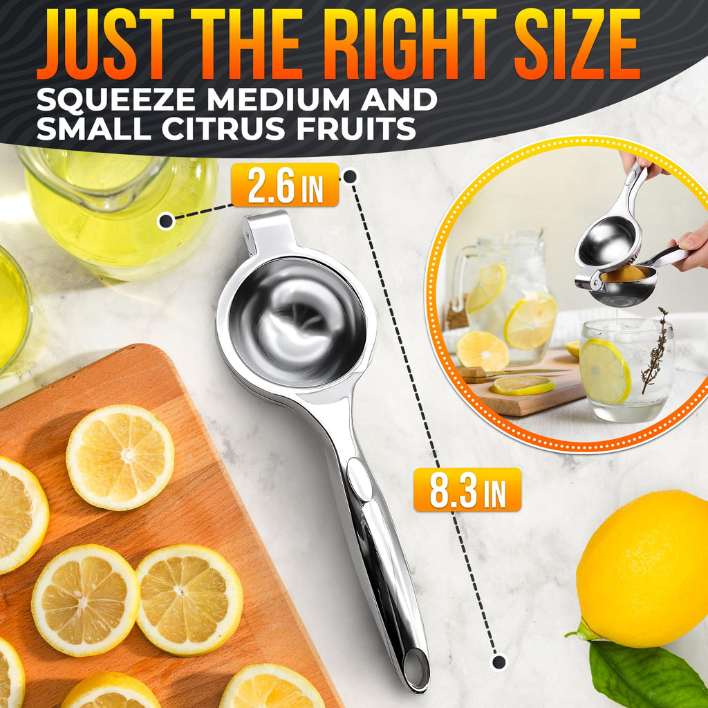 Stainless Steel Lemon Squeezer Manual - Threaded Groove Fresh Lemon Juicer Hand Press Stainless Steel Lemon Squeezer Manual Press Heavy Duty for Restaurant, Kitchen - Ergonomic Handle Lemon Press