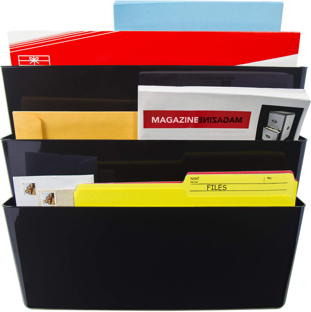 Storex Unbreakable Wall Files, Legal Size, 16 x 14.1 x 4 Inches, Black, Set of 3 (70354A06C)