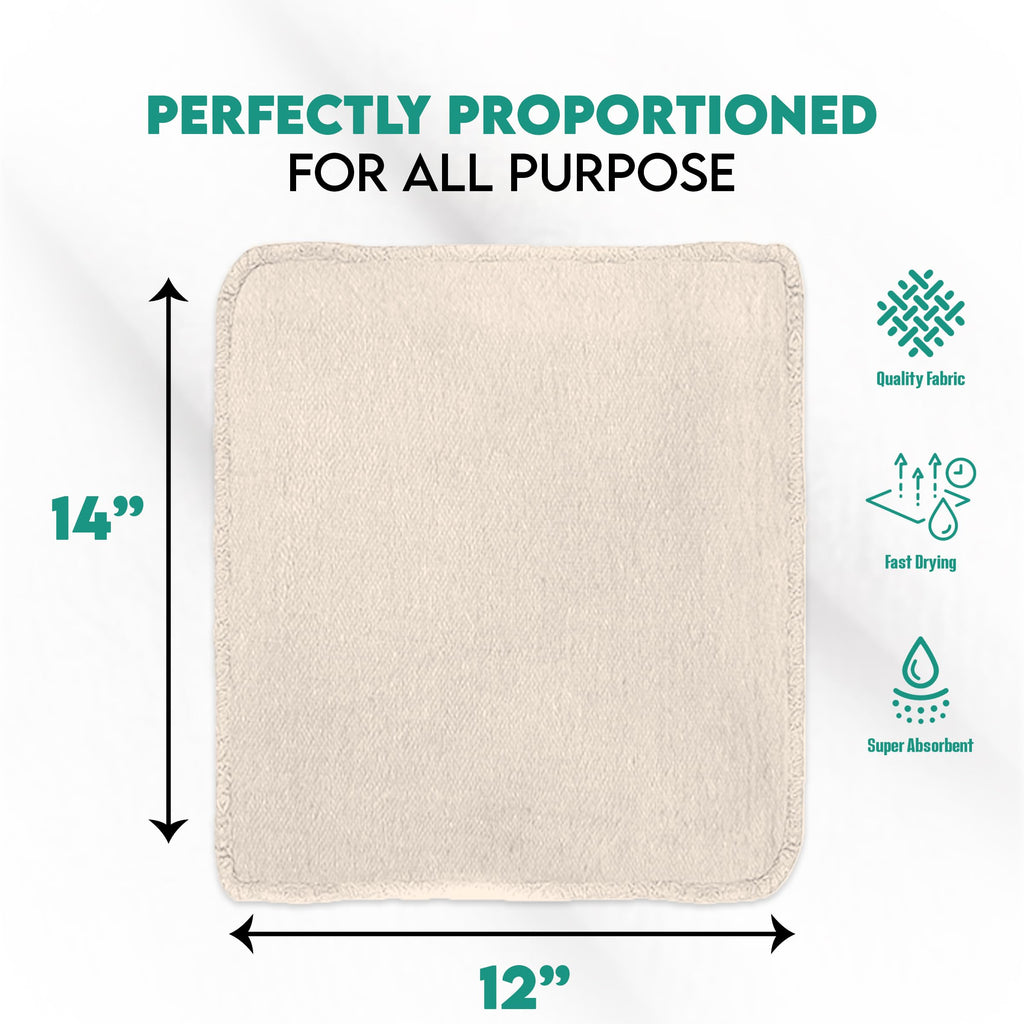 ZUPERIA Shop Towels (14" x 12" Inches - Pack of 100) Commercial Grade Cleaning Rags Bulk for Garages, Automobiles, Industries and Homes (White)