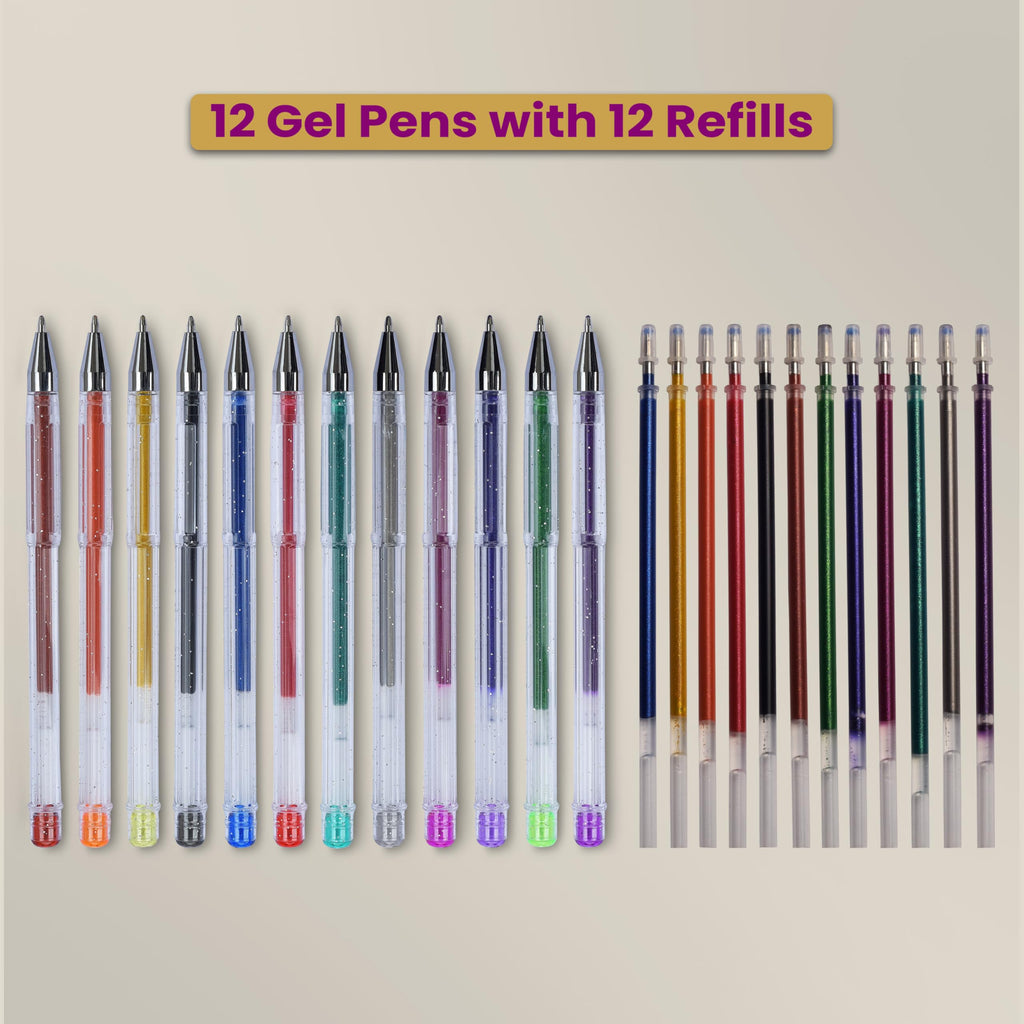 NOTEFUL Glitter Gel Pen Set – Smooth, Vibrant Ink for Art, Journaling, and Crafting with Long-Lasting Sparkle (2 Count (Pack of 24))