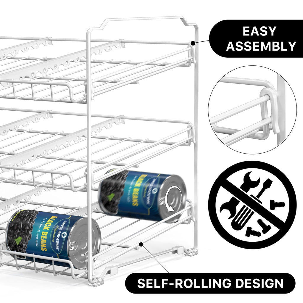 Simple Houseware Stackable Can Rack Organizer Storage for Pantry, White