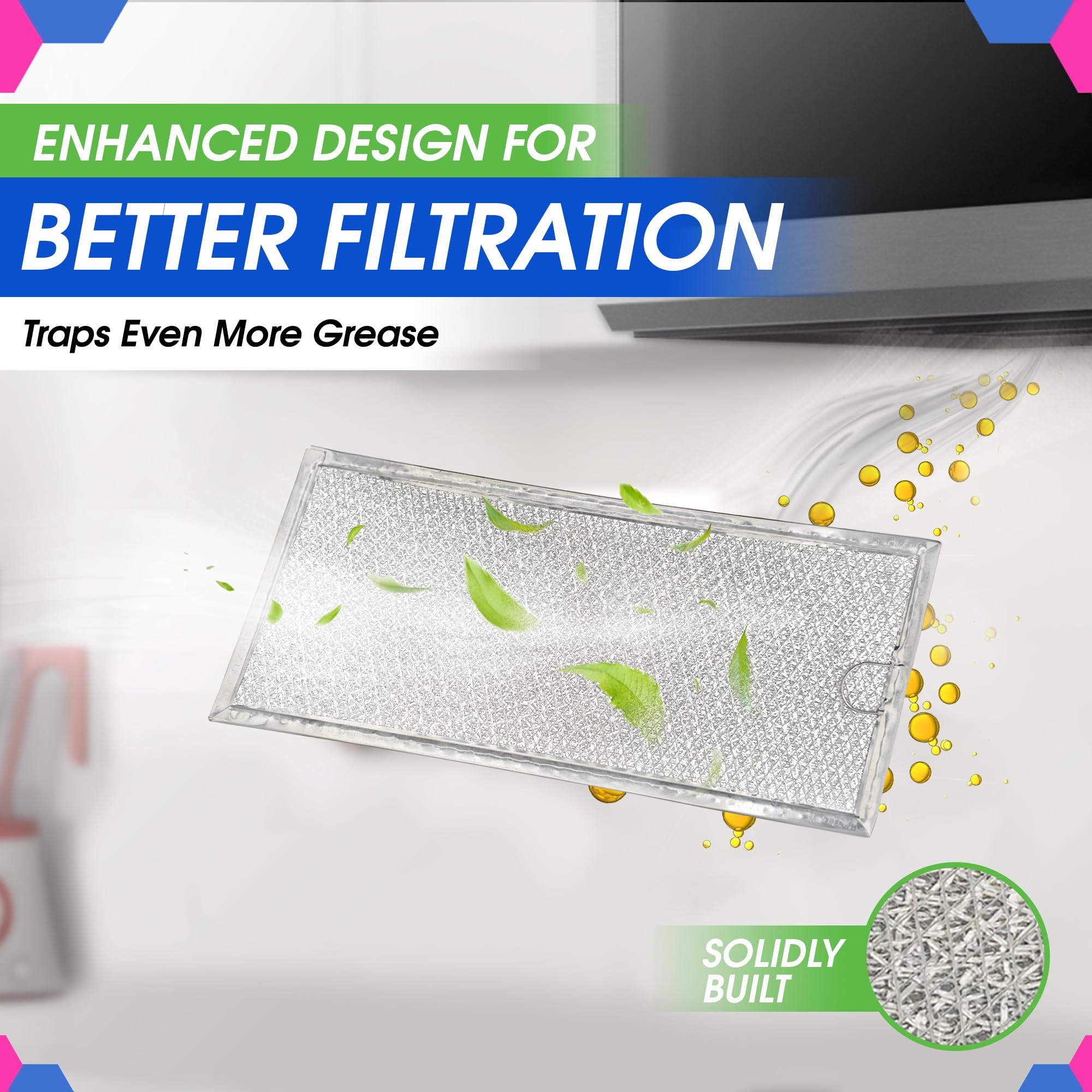 Microwave Grease Filter WB06X10596 Replacement For Many GE Microwaves (2-Pack)