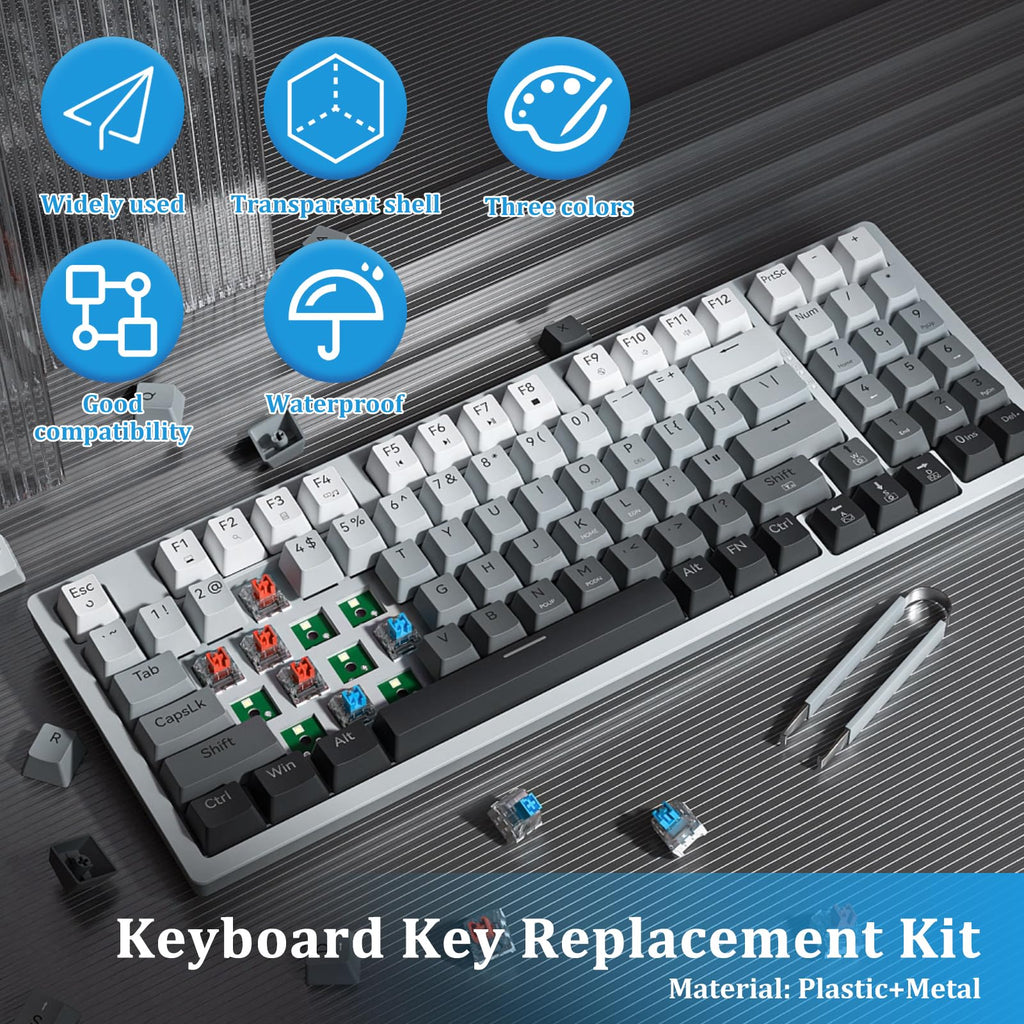 Tzdxfgl 150 PCS Mechanical Keyboard Switches, 3 PIN Blue Red Brown Tactile Switches, Dustproof Clicky Switch, Keyboard Clicker Keys Replacement for Mechanical Gaming Keyboards and Typing