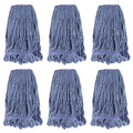Commercial Mop Heads Replacement: 16 OZ Heavy Duty Mops Head for Floor Cleaning - Wet Industrial Cotton Looped End String Cleaning Mop Head Refill for Rubbermaid Commercial Products,Blue,6 Pack