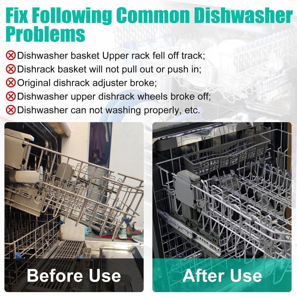 UPGRADED W10350375 Dishwasher Top Rack Adjuster Parts Replacement for Whirlpool Dishwasher Parts WDT730PAHZ0 WDT750SAHZ0 WDTA50SAHZ0 WDT970SAHZ0 Upper Rack Parts,Fits Kenmore Dishwasher Top Rack Parts