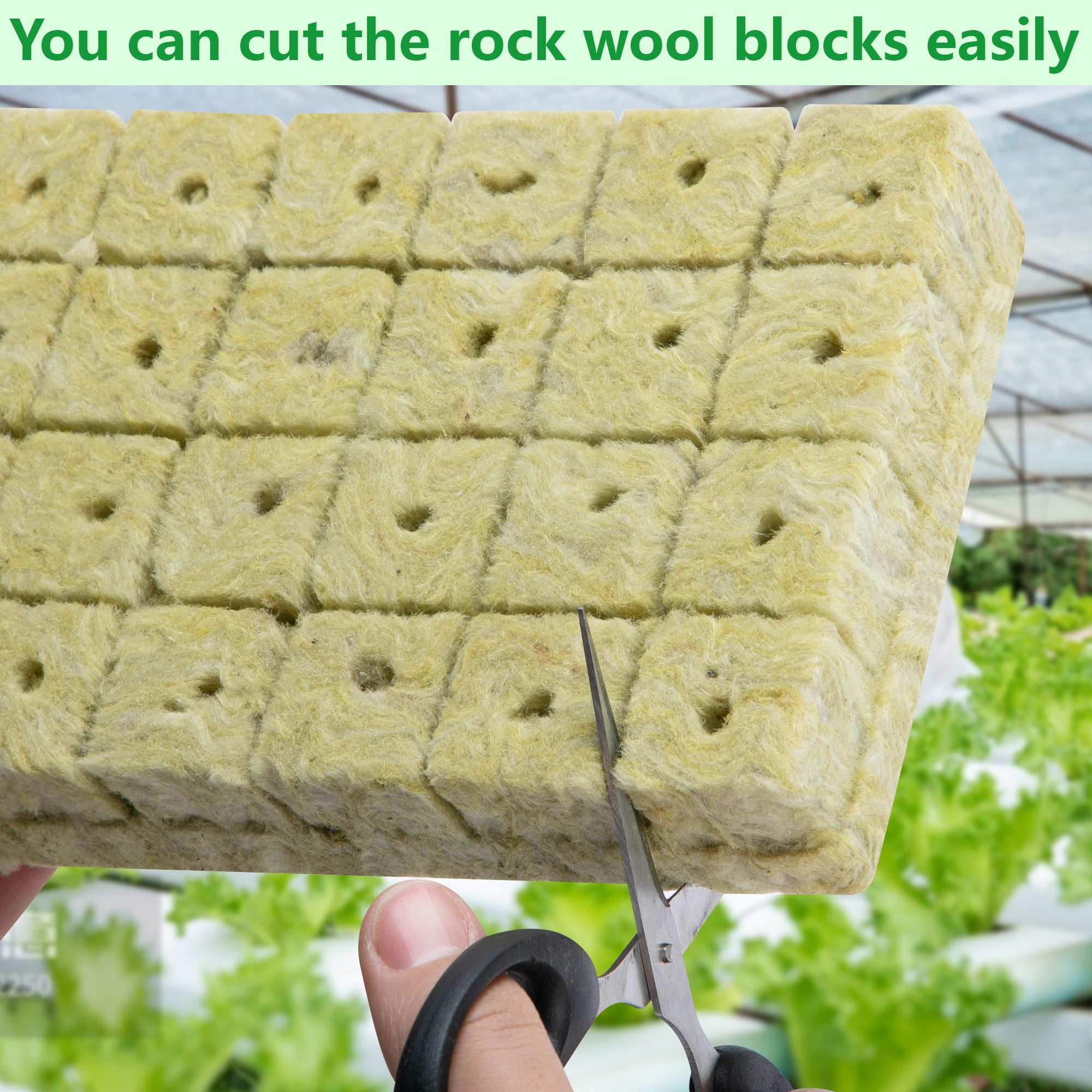 144Pcs Rockwool Grow Cubes - 1.5×1.2×1.2Inch Stonewool Starter Plugs for Rapid Plant Growth - Starter Cubes Plugs with Holes for Hydroponic, Seeds Germination and Soilless Growing