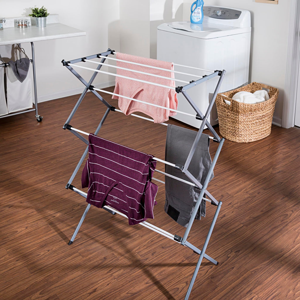 Honey-Can-Do DRY-01306 Folding 42-Inch Clothes Drying Rack, Silver/White