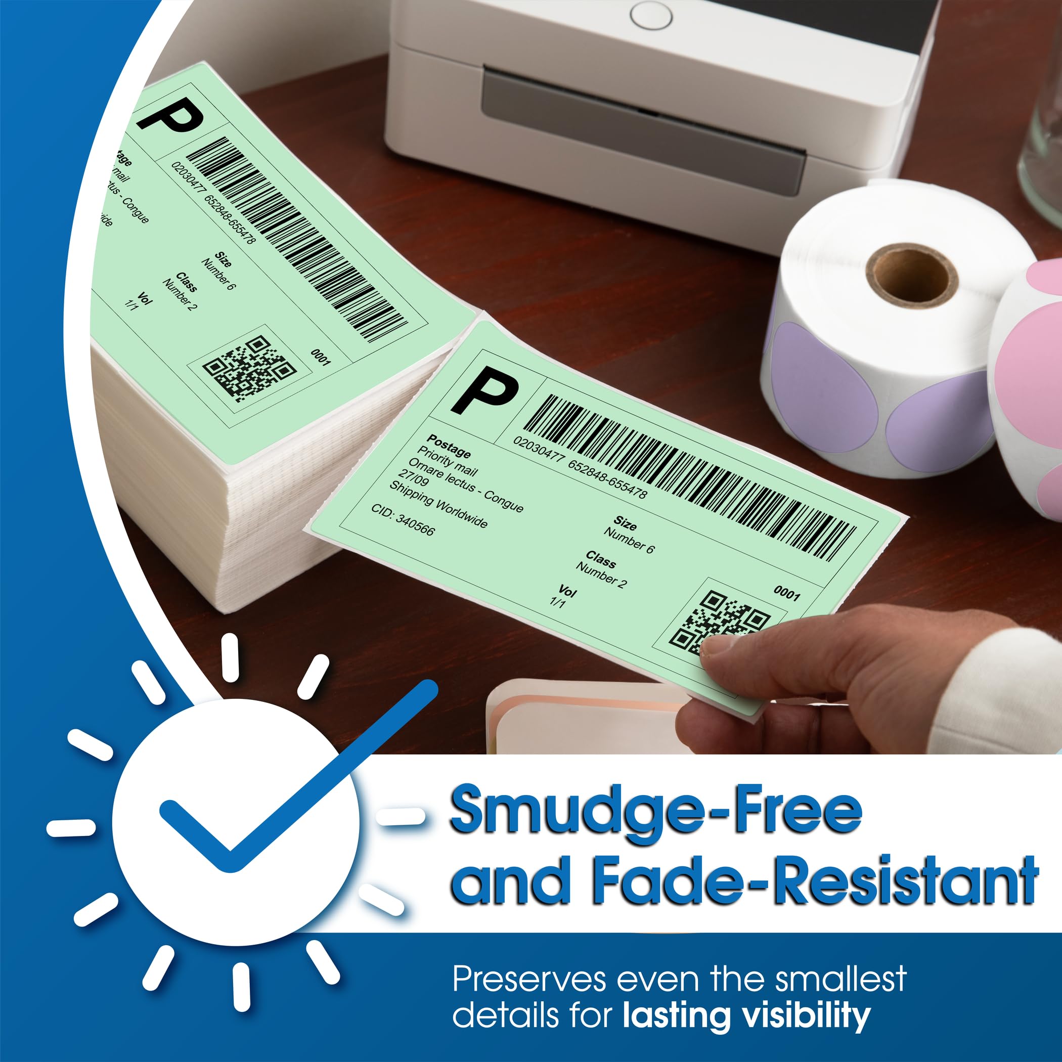 Spartan Industrial Direct Thermal 4" X 6" Fanfold Green Shipping Labels | (500 Total 4x6 Fan-fold Labels) | Compatible with Rollo, Munbyn, Zebra Thermal Printers | Commercial Grade and Professional