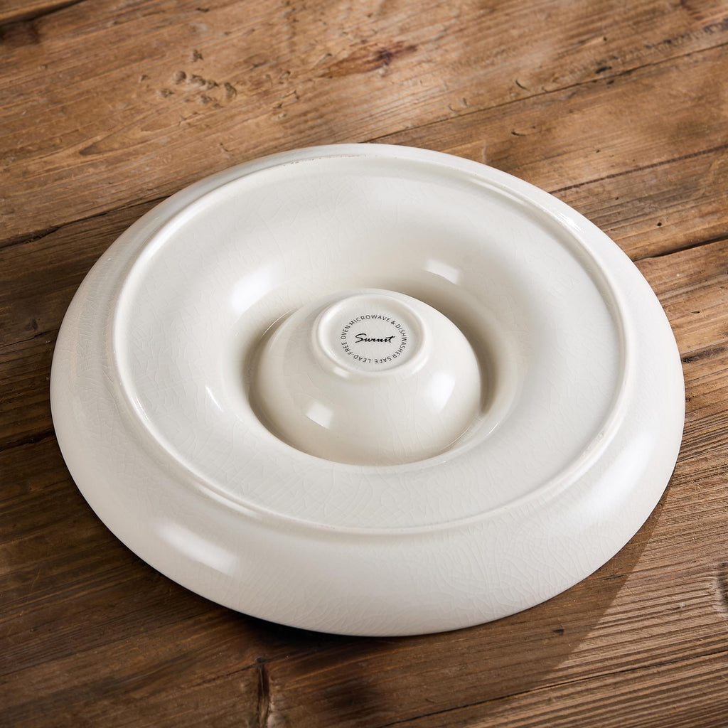 Ceramic Chip & Dip Tray Set: Large 11.5" Serving Dishes, Bowls & Platters, Christmas Dishes, Serving Platter, Snack Tray, Lenox Spice Village Set,Vaisselle de Noel for Appetizers & Parties