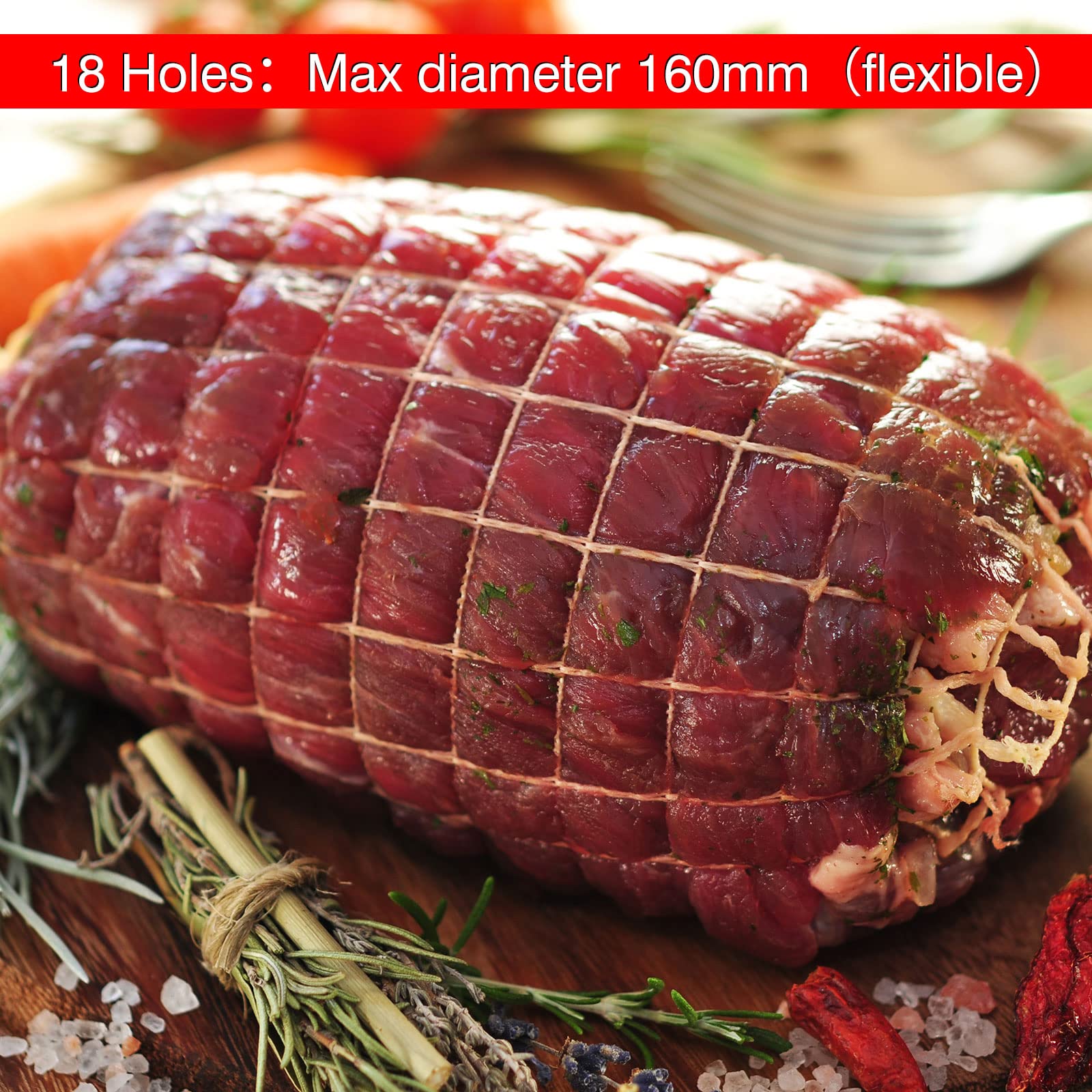 10m Meat Netting Roll,Size 18,Elastic Smoked Meat Poultry Ham Netting Meat Butcher Twine Net Roll Wrapping Net,Beef Netting Roll for Meat Cooking Meat Sausage Making