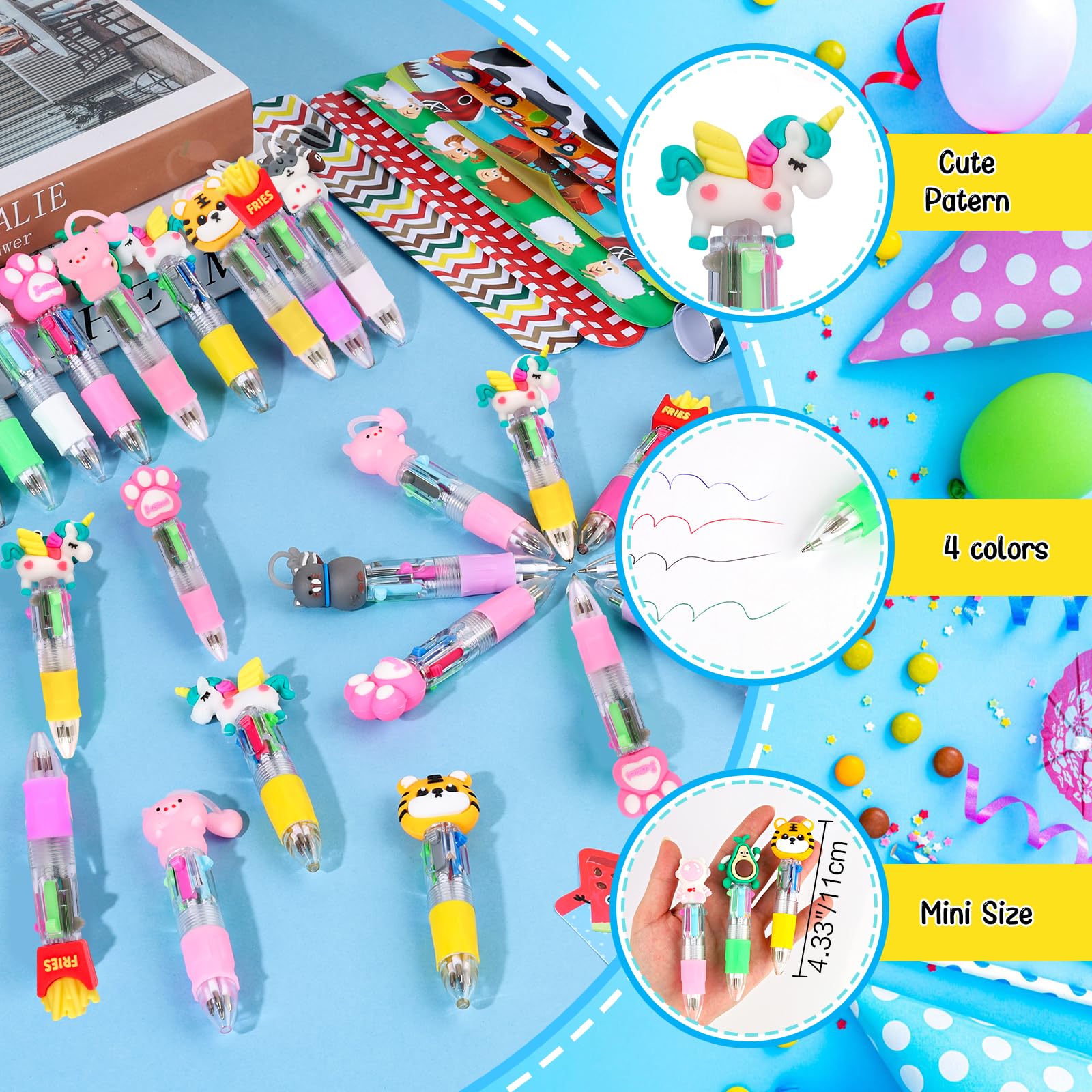 Stationery Party Pack, 24 Pack Birthday Goodie Bags with Multicolor Pen Mini Notebooks for Goodie Bag Classroom Gifts Class Rewards Prizes