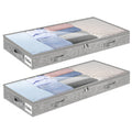Under Bed Storage Bags 2 Pack, 4 Inch Foldable Underbed Storage Container Bins with NO STRUCTURE, Shallow Closet Organizer Storage Container for Dorm & Home, With Clear Lids & Reinforced Handles, Grey