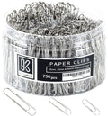 Kempshott 750 Paper Clips - Assorted Sizes Small, Medium and Large Paper Clips for Paperwork Ideal for Home, School and Office Use (28mm,33mm, 50mm)