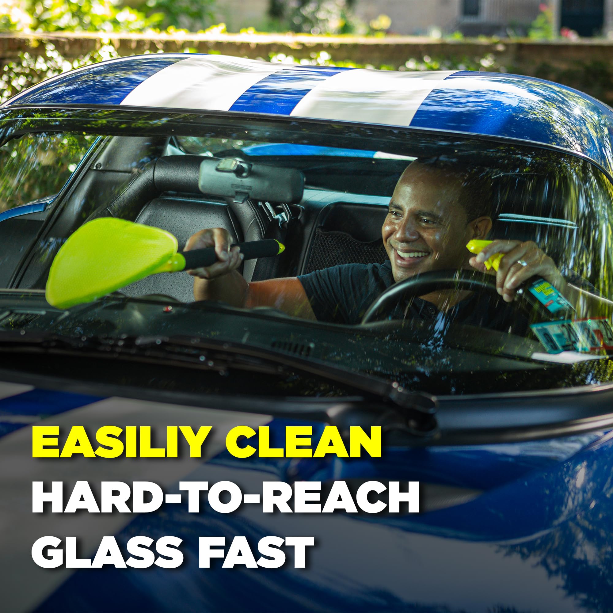 Invisible Glass 99031 Reach and Clean Tool Combo Kit with Windshield Wand Cleaning Tool for Those Hard-to-Reach Places and Invisible Glass Premium Glass and Window Cleaner for Auto and Home, Yellow