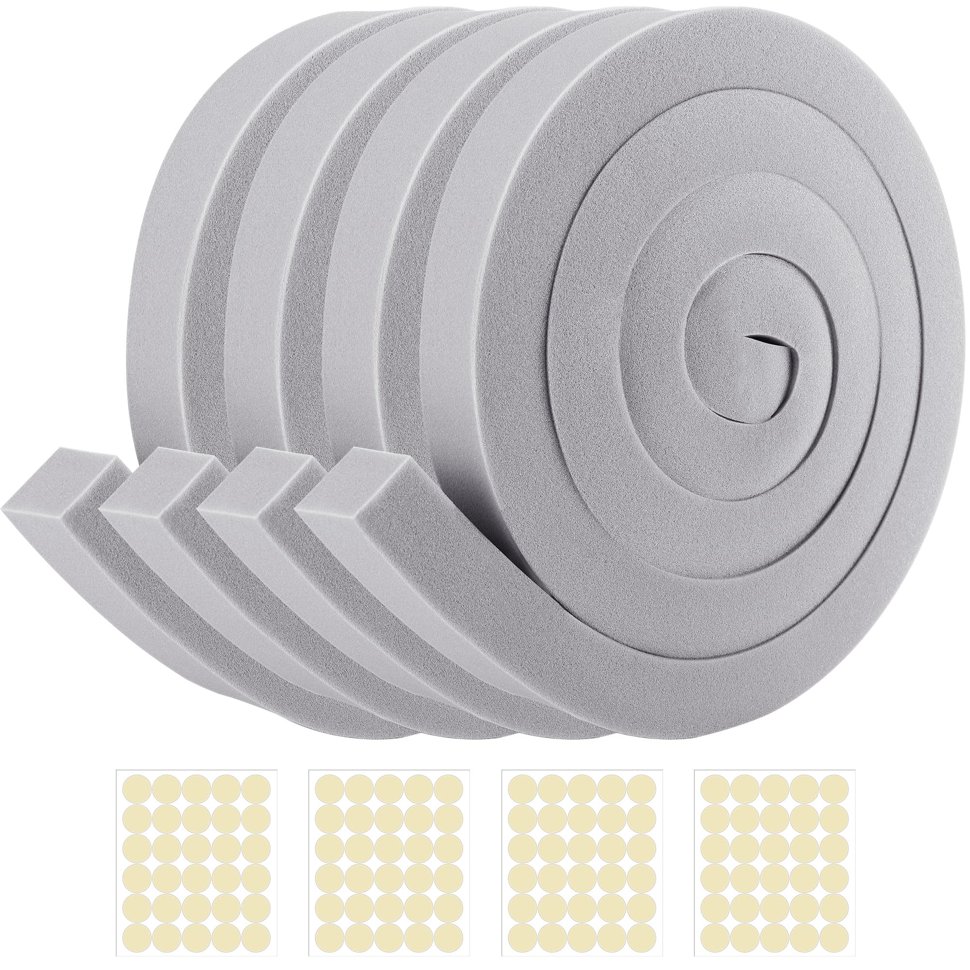 4 PCS Air Conditioner Foam Tape - 1 x 1 inch x 6.5 Ft AC Foam Weather Stripping- Non-Adhesive Foam Seal Strip with Glue Point for Air Conditioner Door Window Seal