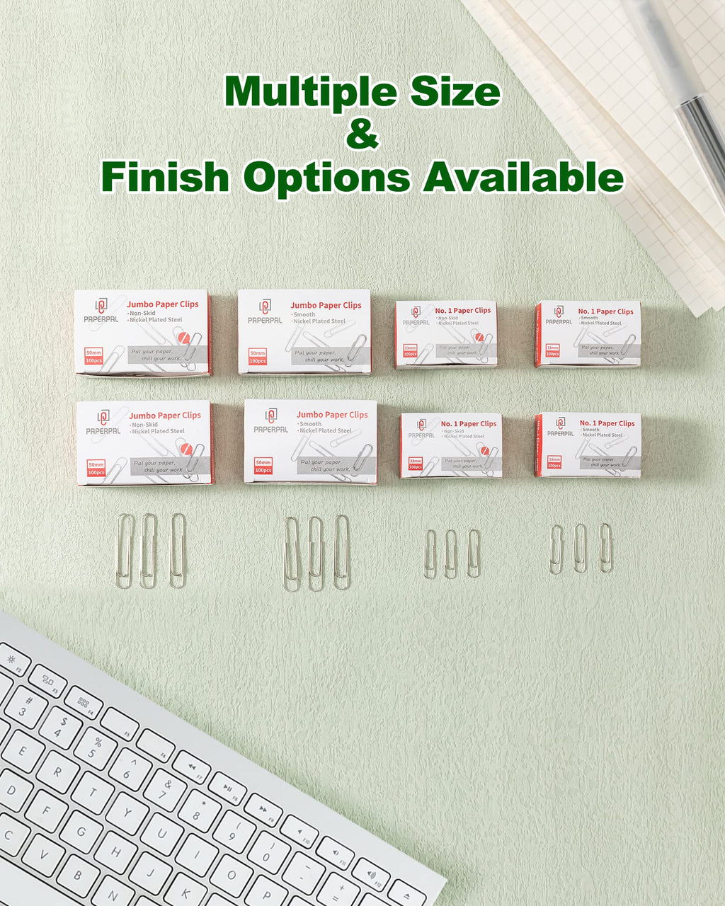 PAPERPAL #1 Smooth Paper Clips, 2000 Medium Paper Clips (20 Boxes of 100 Each), Bulk Paperclips for Office School & Personal Use, Daily DIY, 1-2/7” Silver Paper Clip Standard Size nh33-20