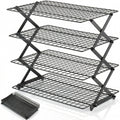 SCDGRW 4-Tier Collapsible Baking Cooling Rack, Small Grid Wire with 3 Adjustable Modes, Non-Stick Heavy Duty Wire Cooling Rack for Roasting, Cooking, Drying